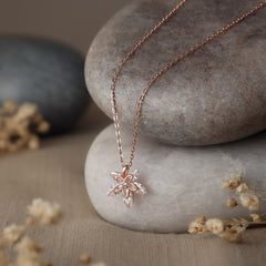 Rose Gold Blossom of Eternity Silver Necklace