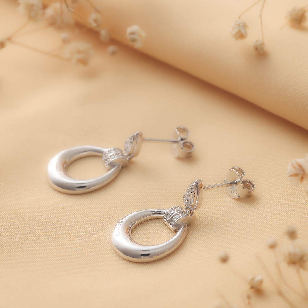 Celestial Swirls Silver Drop Earrings Amishka Jewels