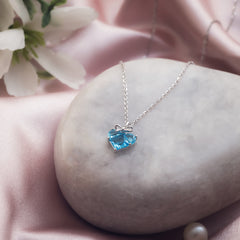 Cerulean Enchanted Heart Silver Necklace