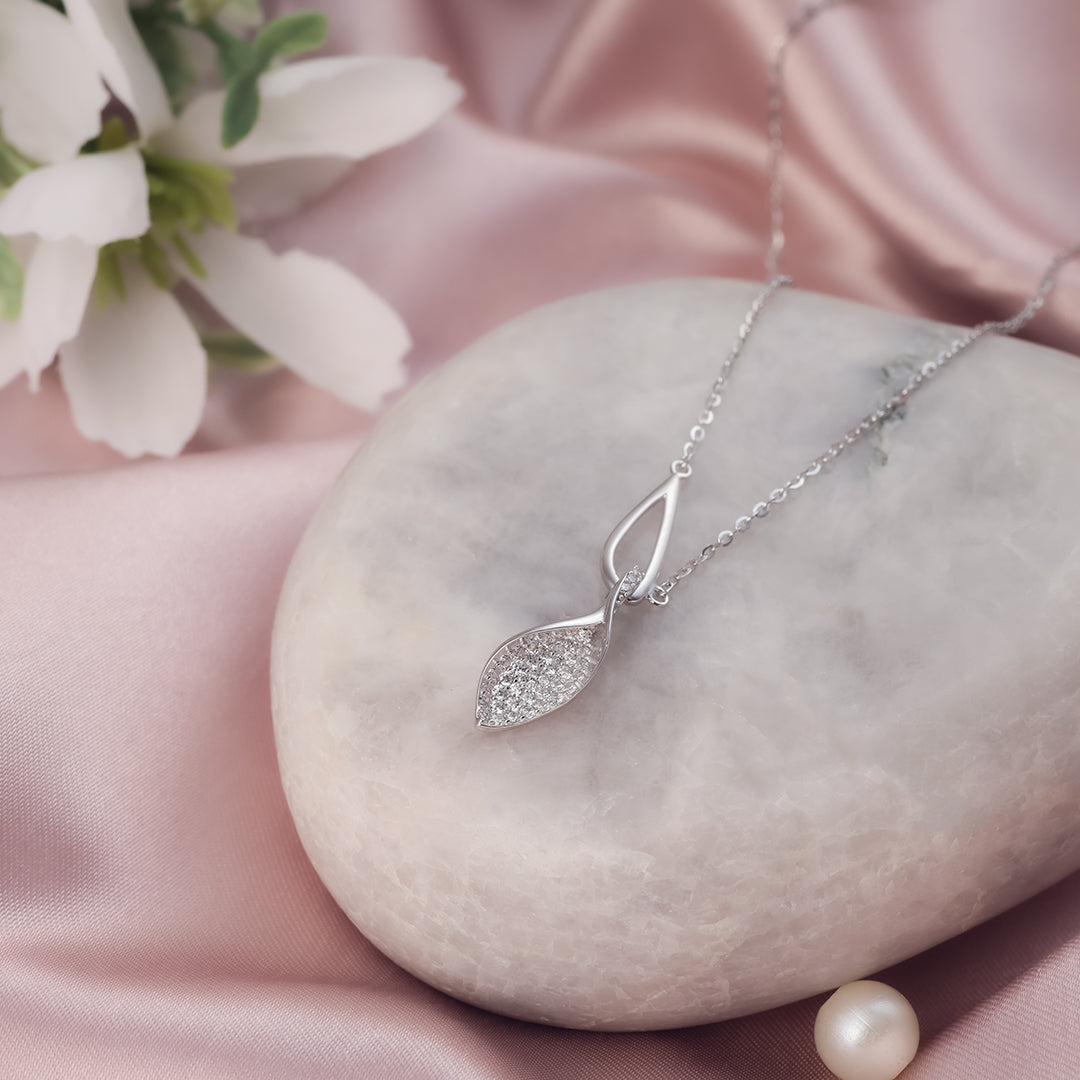 Lustre Leaf Silver Necklace