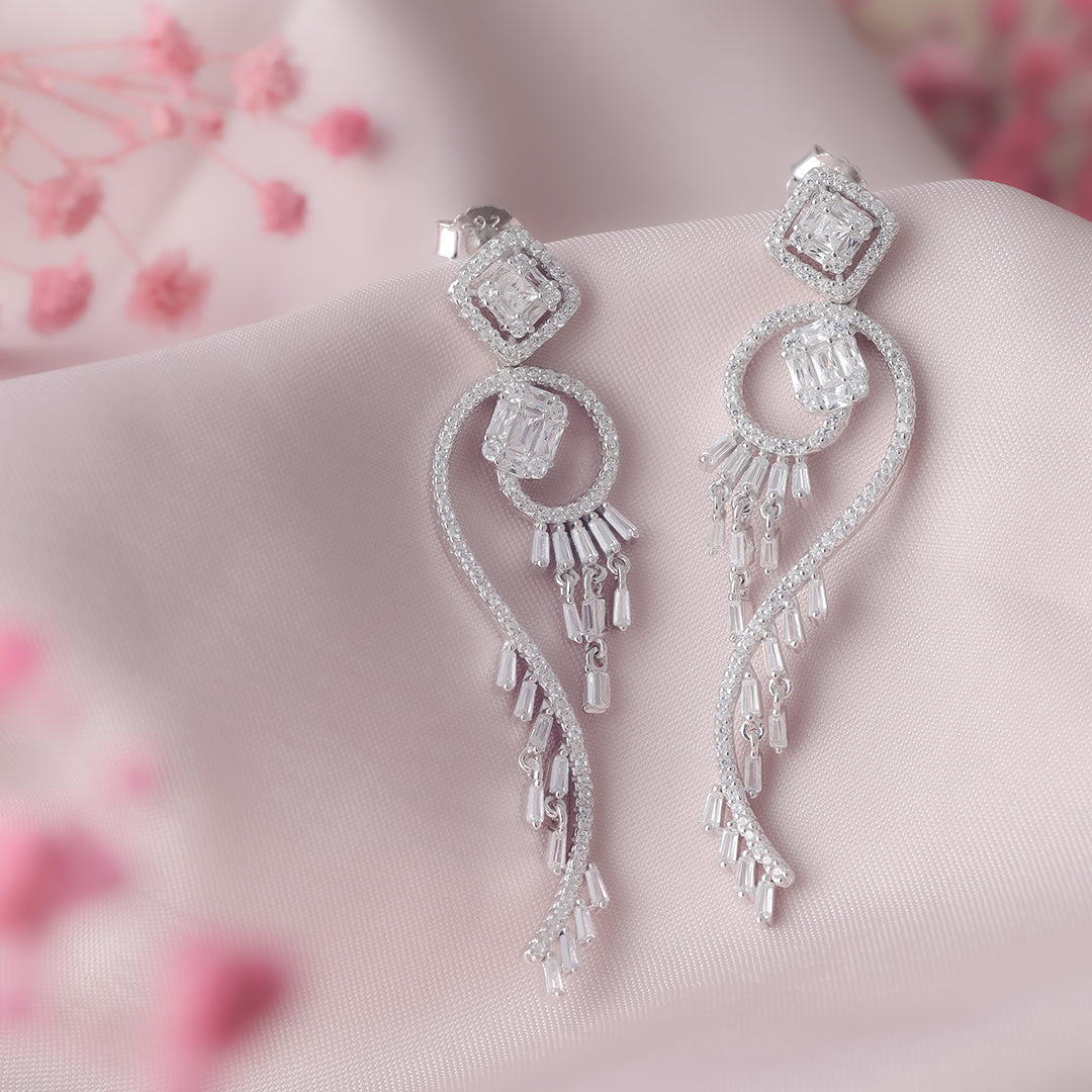 Ornate Grace Silver Earrings For Women