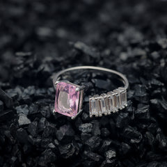 Pink Promise Baguette Silver Ring