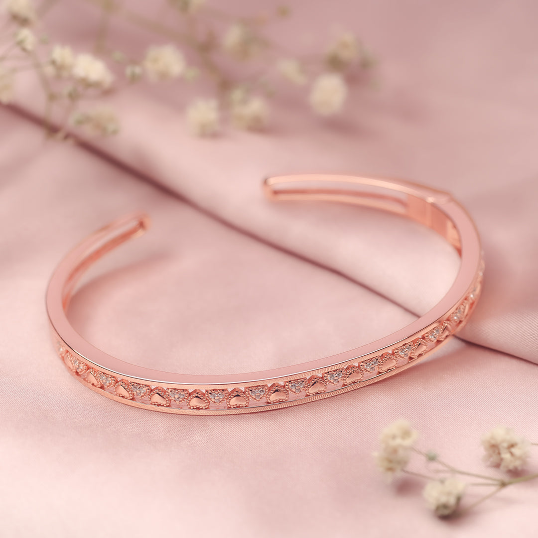 Rose Gold Hearts in love Kada Amishka Jewels