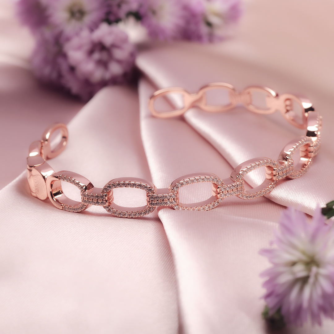 Rose Gold Oval Shimmer Kada Amishka Jewels