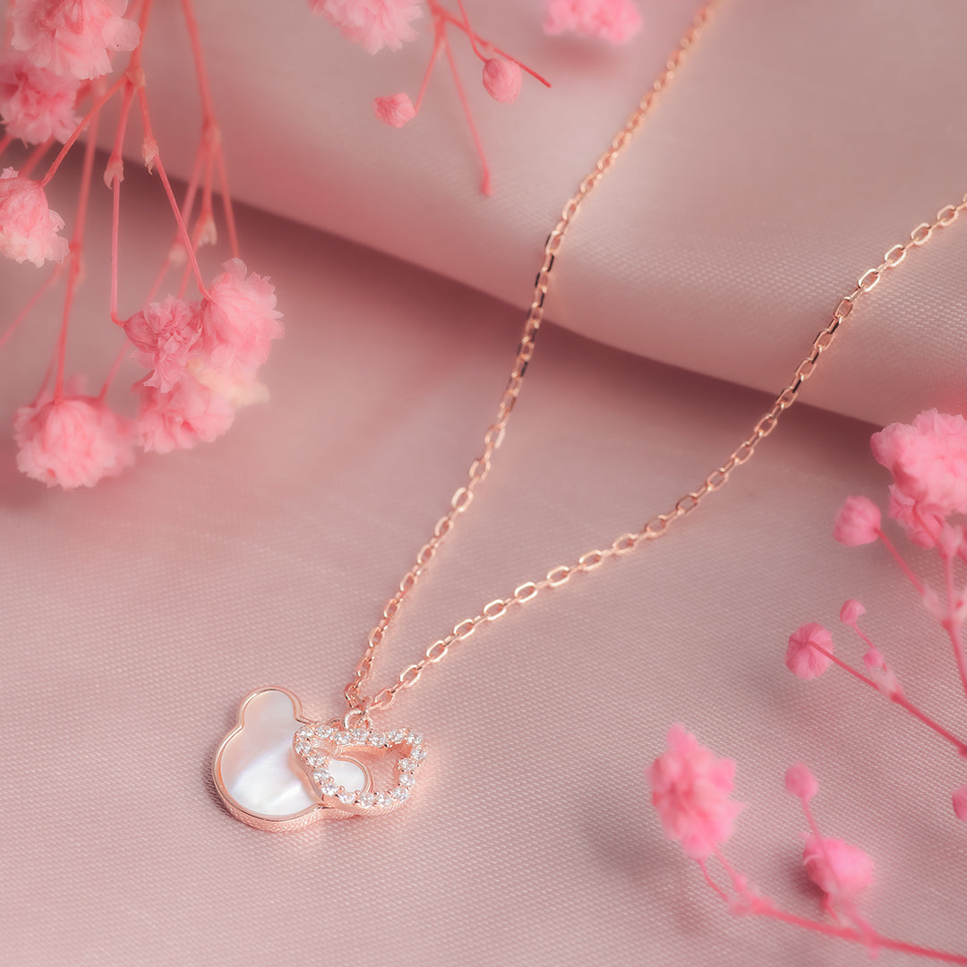 Rose Gold Precious Teddy Necklace Amishka Jewels