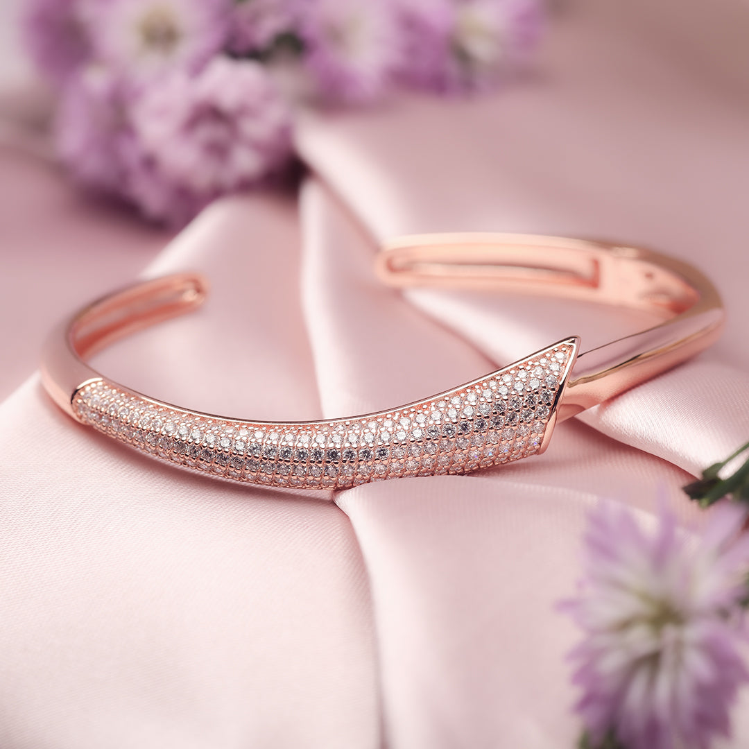 Rose Gold Shimmering Sail Kada Amishka Jewels