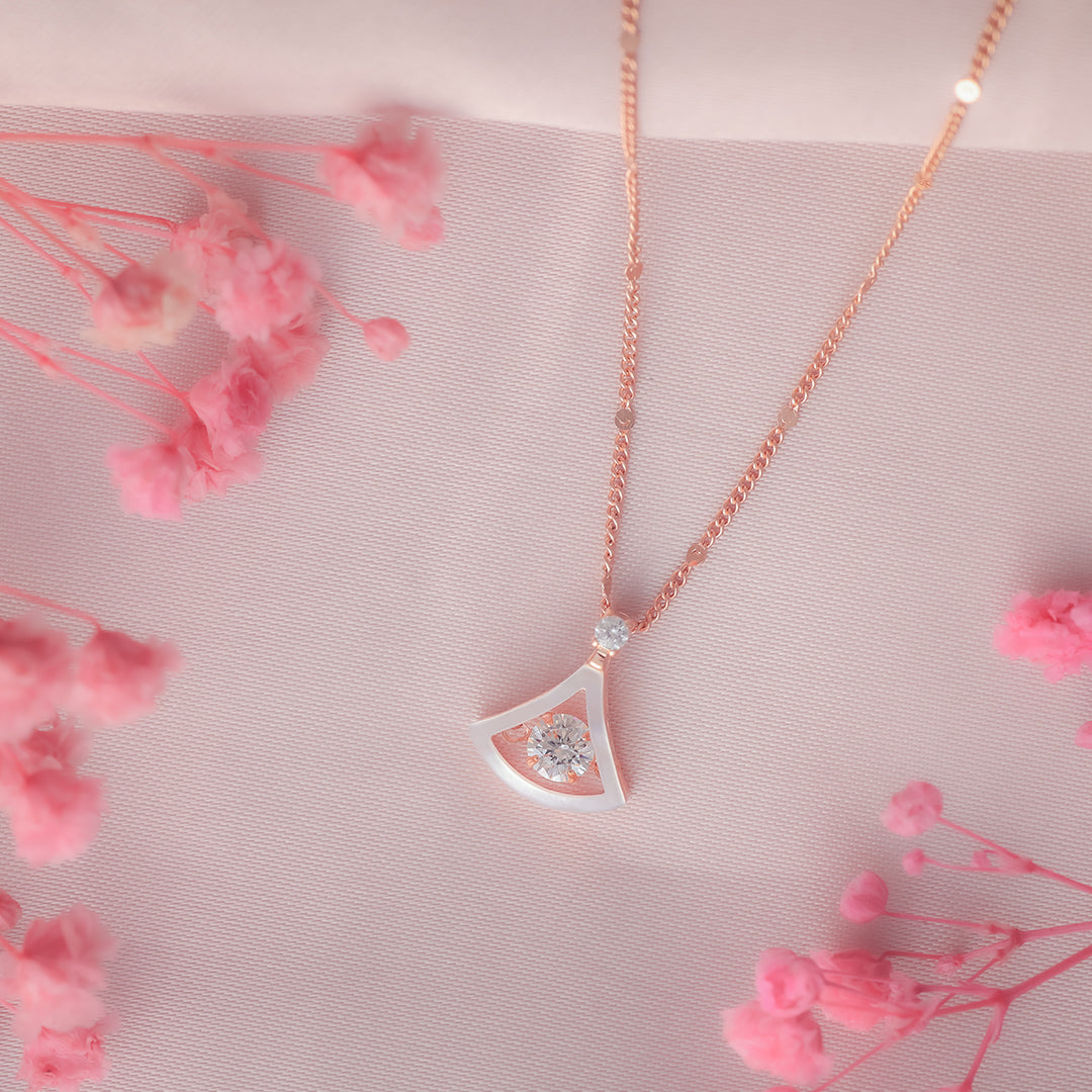 Rose Gold Twin Solitaire Necklace Amishka Jewels