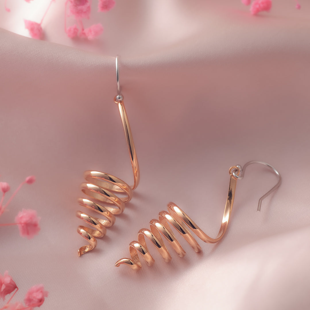 Rose Gold Silver Swirls Earrings