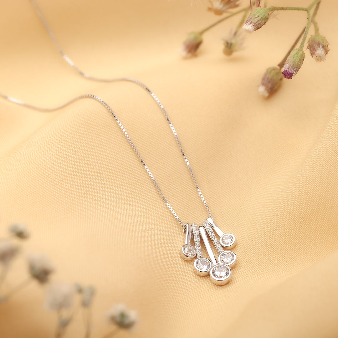 Silver Cascade Pendant and Chain Amishka Jewels