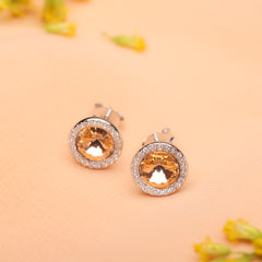 Silver Charm Swarovski Earrings Amishka Jewels