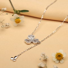 Silver Clover Drop Pendant & Chain Amishka Jewels