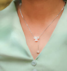 Silver Clover Drop Pendant & Chain Amishka Jewels