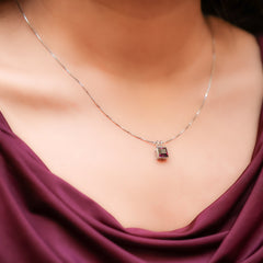 Silver Dark Wine Pendant and Chain Amishka Jewels