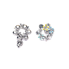 Silver Floral Ring Earrings Amishka Jewels