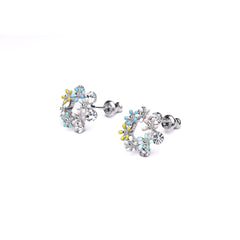 Silver Floral Ring Earrings Amishka Jewels