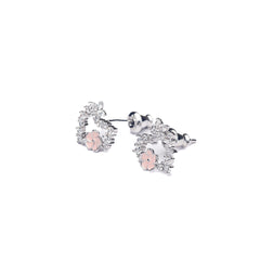 Silver Flower Heart Earrings Amishka Jewels