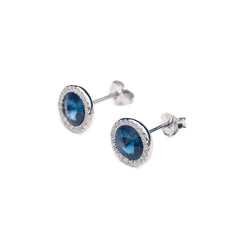 Silver Galaxy Blue Swarovski Earrings Amishka Jewels