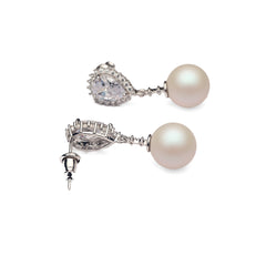 Silver Glimmering Pearl Drop Earrings Amishka Jewels