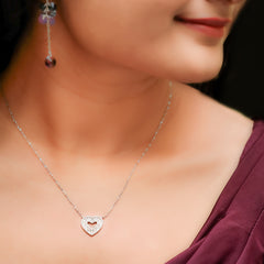 Silver Heart Aflame Pendant and Chain Amishka Jewels