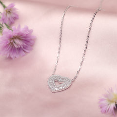 Silver Heart Aflame Pendant and Chain Amishka Jewels