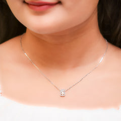 Silver Lustrous Pearl Pendant and Chain Amishka Jewels