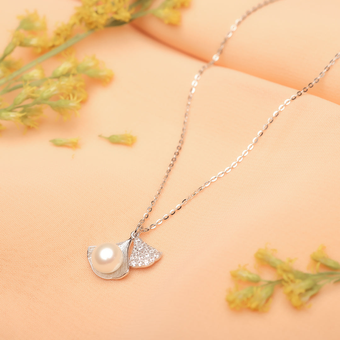 Silver Ocean Drop Pearl Pendant and Necklace Amishka Jewels