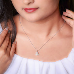 Silver Ocean Drop Pearl Pendant and Necklace Amishka Jewels