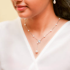 Silver Ocean Pearl Pendant and Chain Amishka Jewels