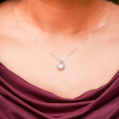 Silver Pearl Glow Pendant and Chain Amishka Jewels