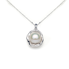 Silver Pearl in Oyster Pendant & Chain Amishka Jewels