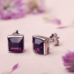 Silver Pink Love Swarovski Earrings Amishka Jewels