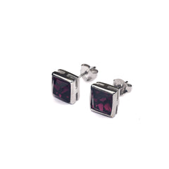 Silver Pink Love Swarovski Earrings Amishka Jewels