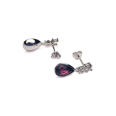 Silver Pink Swarovski Drop Earrings Amishka Jewels