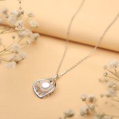 Silver Radiant Pearl Pendant and Chain Amishka Jewels