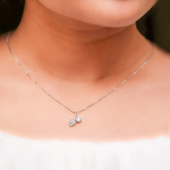 Silver Rosebud Pendant and Chain with Crystal Amishka Jewels