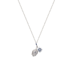 Silver Rosebud Pendant and Chain with Crystal Amishka Jewels