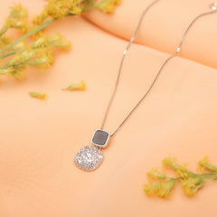 Silver Shimmering Eclipse Pendant and Chain Amishka Jewels