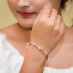 Silver Sparkling Wave Kada Amishka Jewels