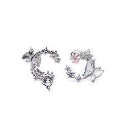 Silver White Butterfly Earrings Amishka Jewels