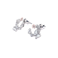 Silver White Butterfly Earrings Amishka Jewels