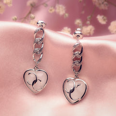 Silver White Heart MOP Earrings Amishka Jewels