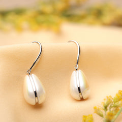 Silver White Pearl Teardrop Earrings Amishka Jewels